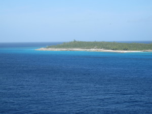 The beautiful blue water of Half Moon Cay, Bahamas 